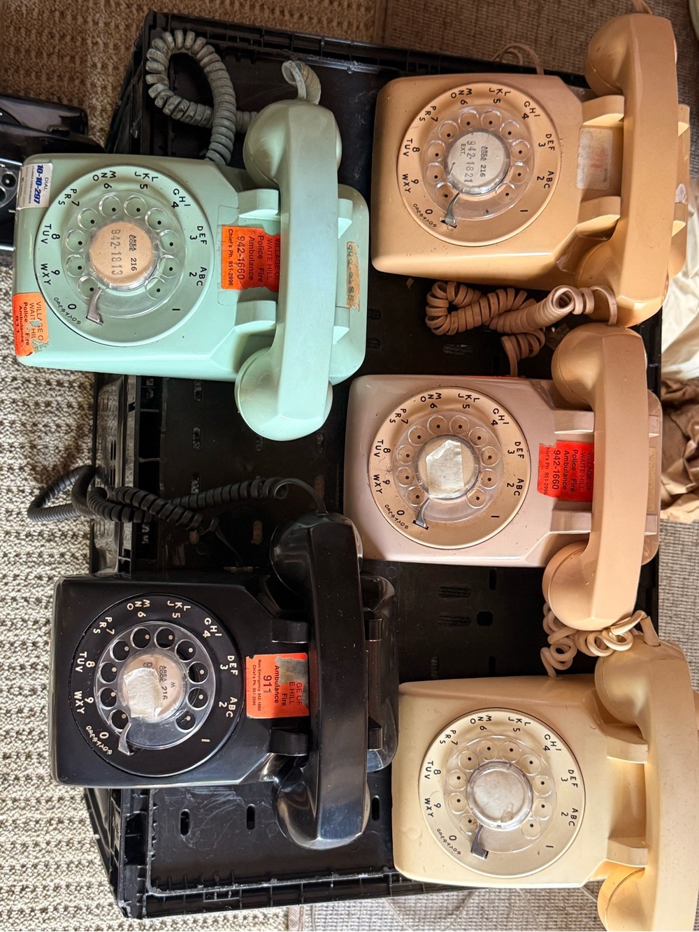 Classic Rotary Desk Telephone - Mint, Black, Cream, Beige, Tan Lot